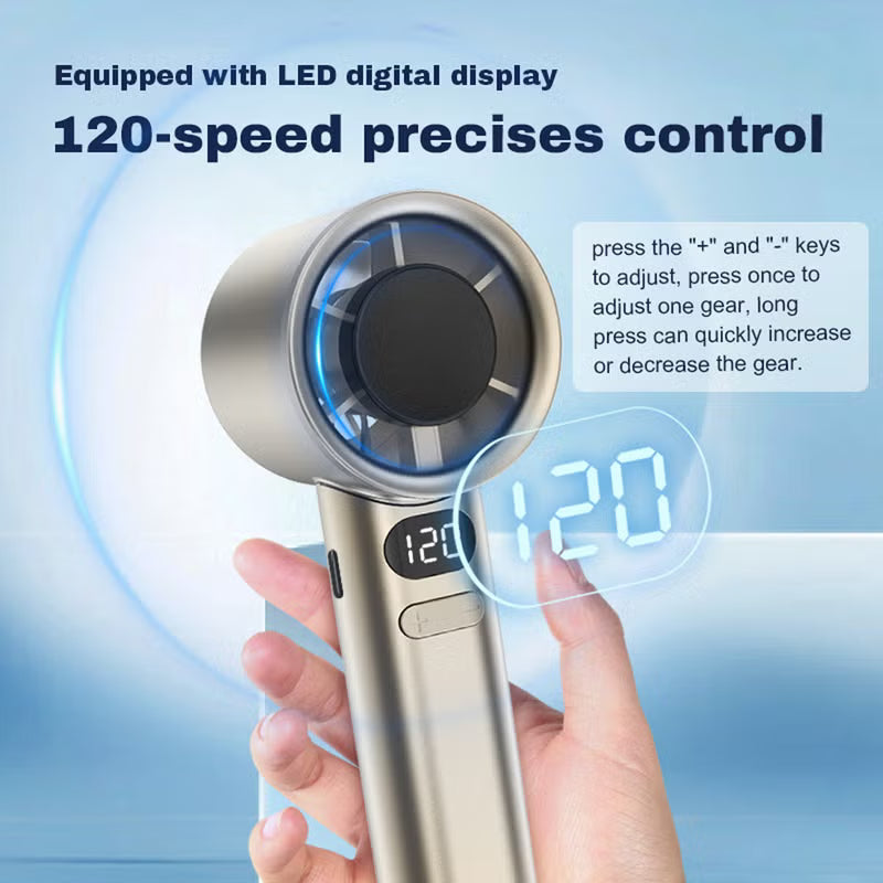 Portable Powerful 120-Speed Handheld Mini Fan - USB Charging with LED Display, Perfect